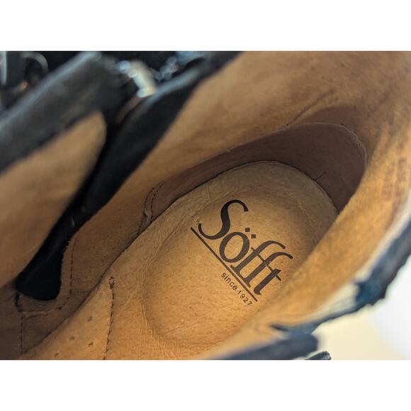 NWOT Sofft Allene II Suede Leather Black Studded Cowboy Boots Bootie Side Zip 6M - Picture 7 of 9